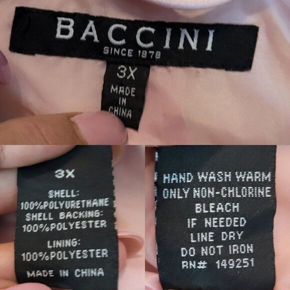 Baccini Vegan Faux Leather Biker Jacket 3X Pink Pleated Peplum Zip Barbiecore - Picture 3 of 11